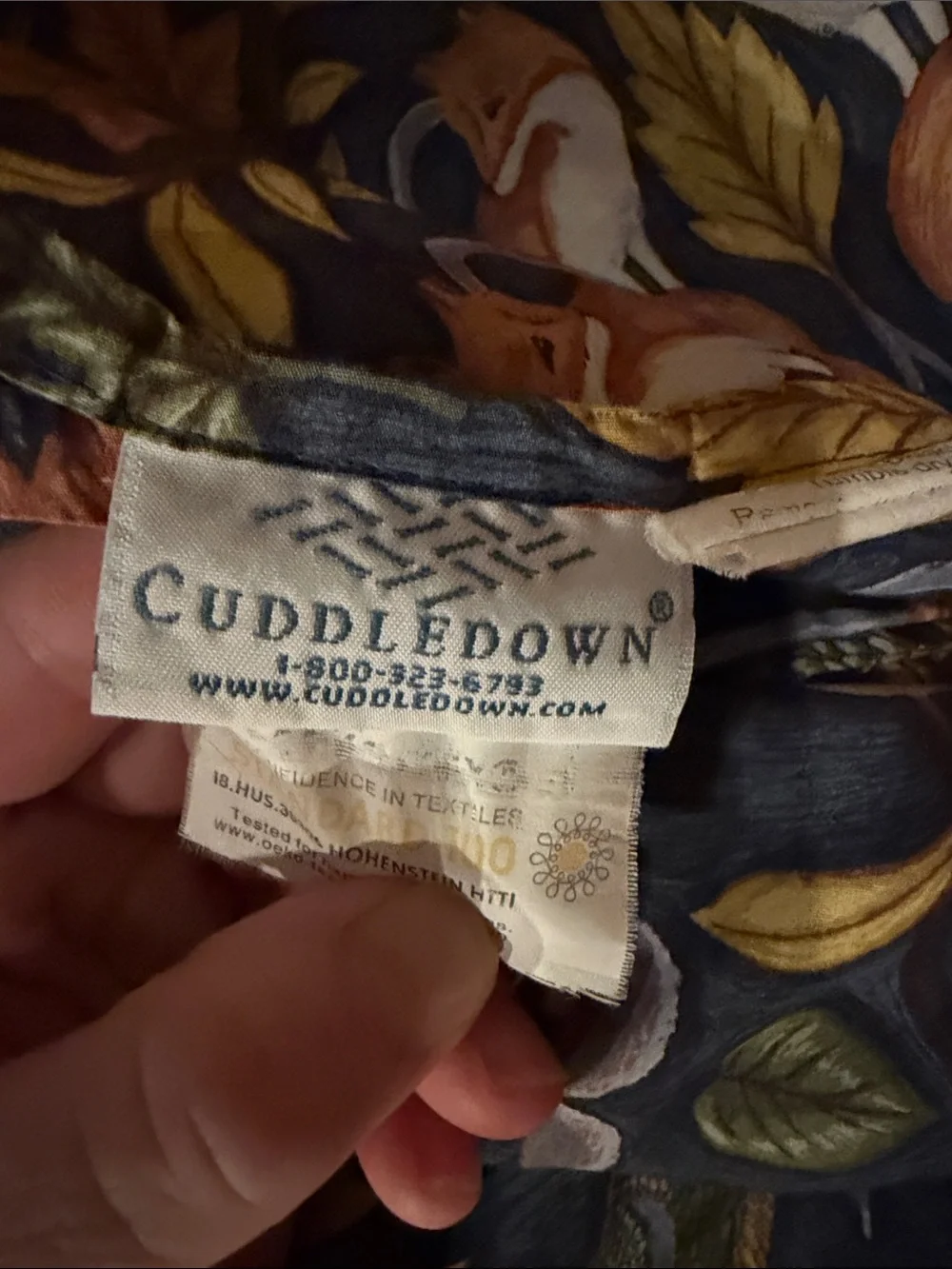 Cuddledown Navy Woodland Fox & Leaves Bedding King Sheet Set EUC - Picture 2 of 4